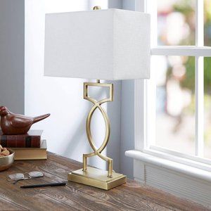Estelle 24.5 in. Gold Table Lamp with Linen Shade